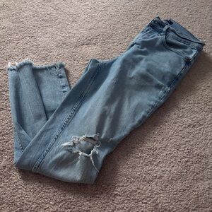 Calvin Klein cropped Women's Blue Distressed Jeans